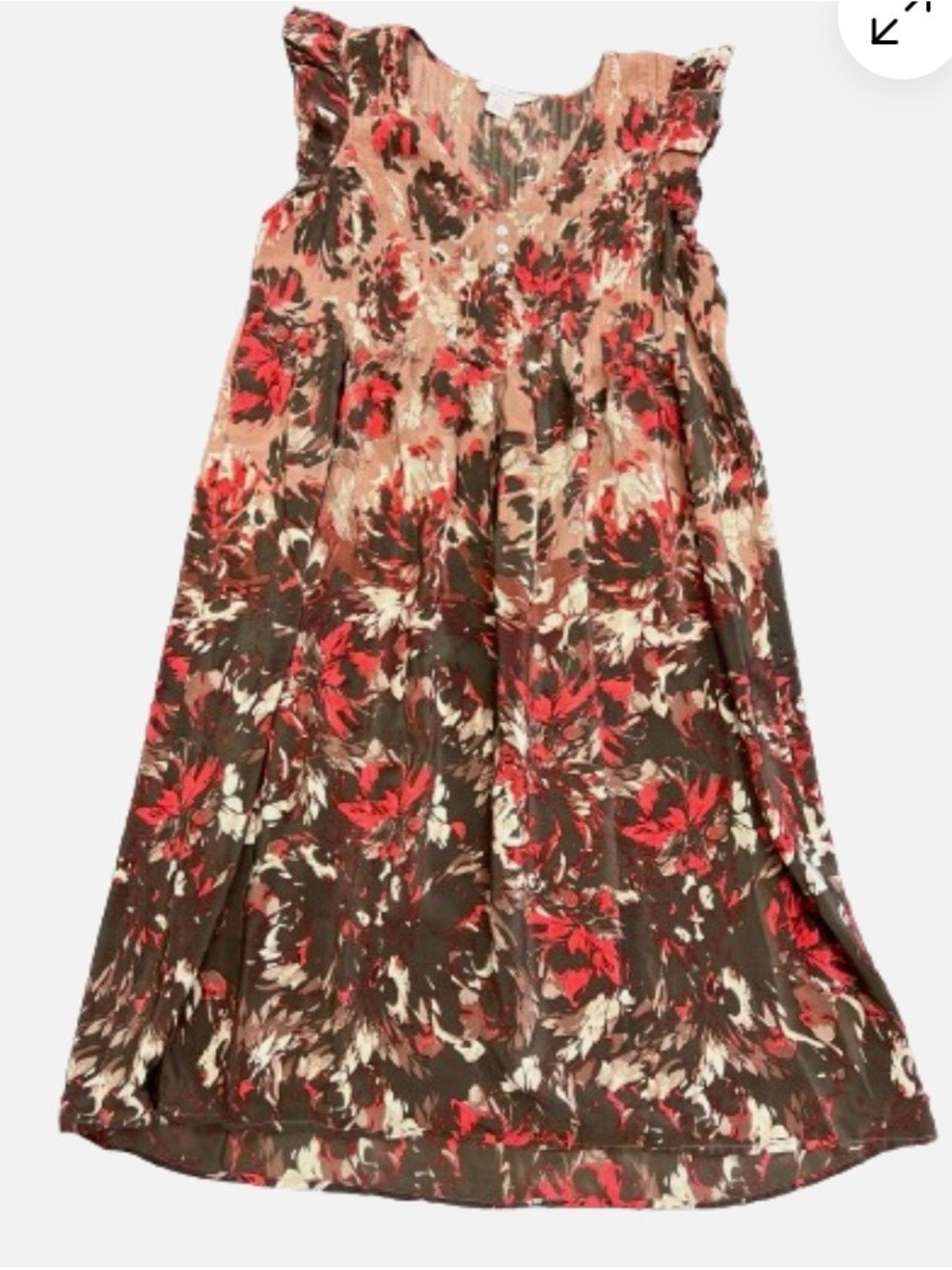 Sundance Brown Floral Midi Dress with Red Accents